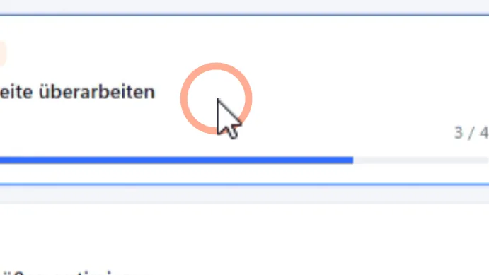 Nahaufnahme: der neu gezeichnete Cursor mit orangem Klick-Ring auf einer ausgewählten Karte